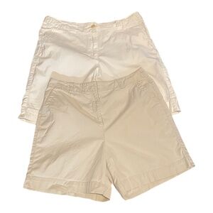 Women's Talbots Stretch Shorts White/Khaki 2 pairs Size 12 EUC
